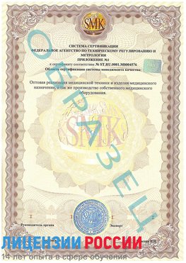 Образец сертификата соответствия (приложение) Красный Сулин Сертификат ISO 13485